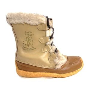 Host Pick 🎉🎉 Sorel Nanook Women Size 7 Tan Leather Wool Lined Winter Boot Snow